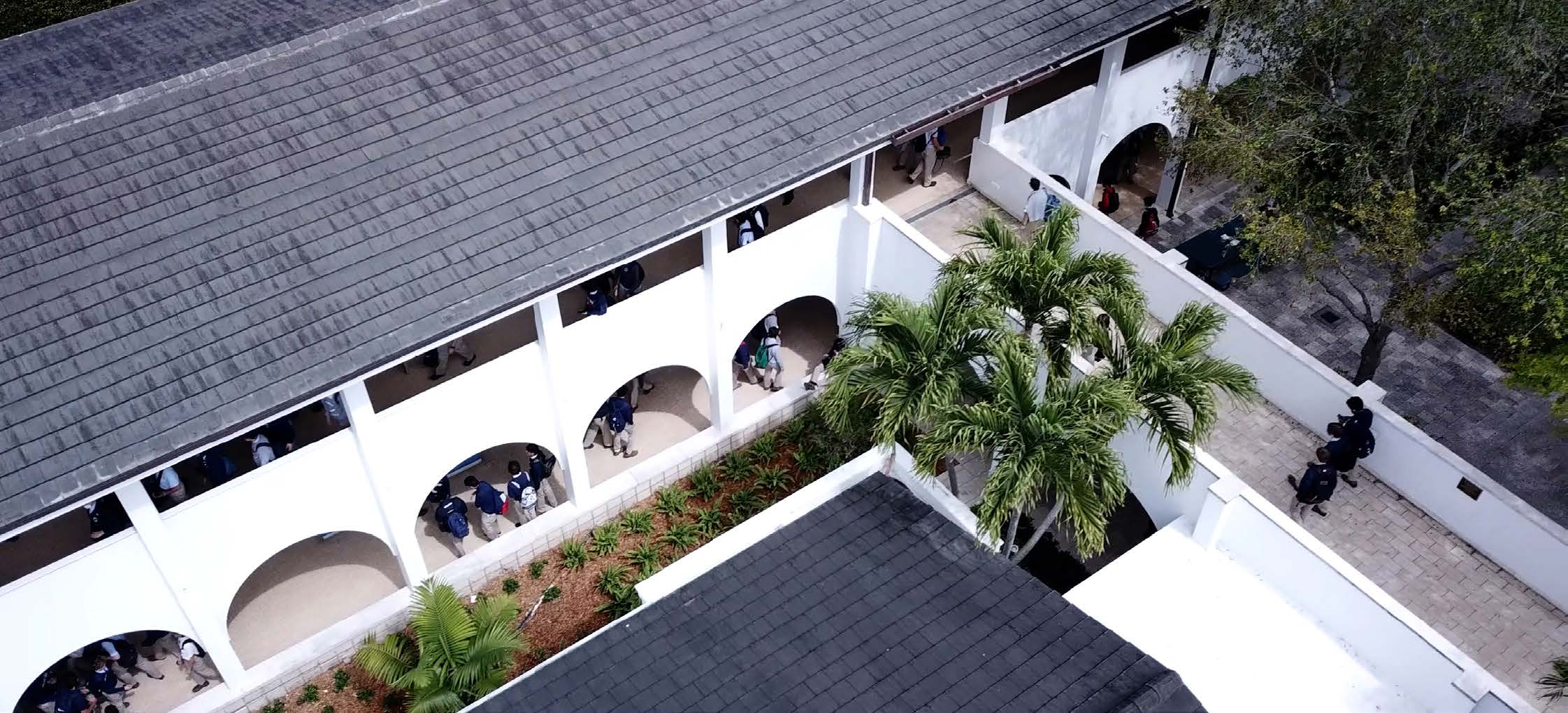 Christopher Columbus High School aerial closeup