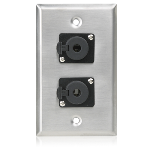 Picture of Single Gang Stainless Steel Plate with (2) Female Locking TRS connector