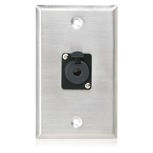 Picture of Single Gang Stainless Steel Plate with (1) Female Locking TRS Connector