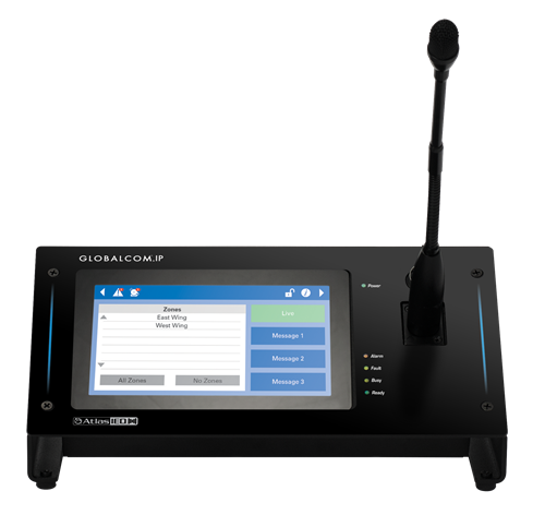 Picture of GLOBALCOM®.IP Touch Screen Digital Communication Station with Dante™ Message Channels with Gooseneck Microphone