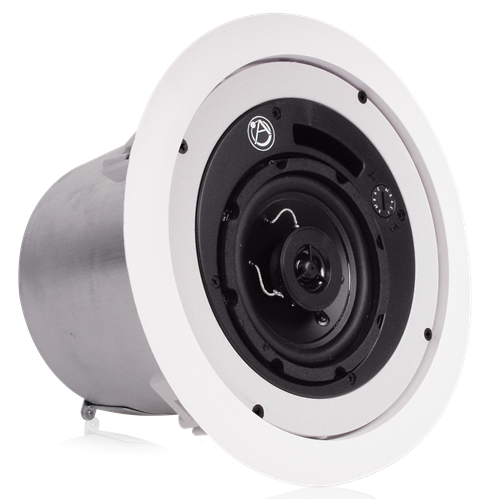 Picture of EN54-24 certified 4" Coaxial In-Ceiling Speaker with 16-Watt 70/100V Transformer and Ported Enclosure - White