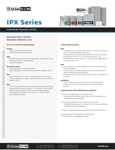 IPX Series Firmware Release Notes